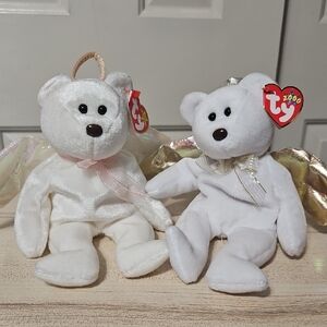 Ty Angel Plush Bears with Gold Wings, Bundle
